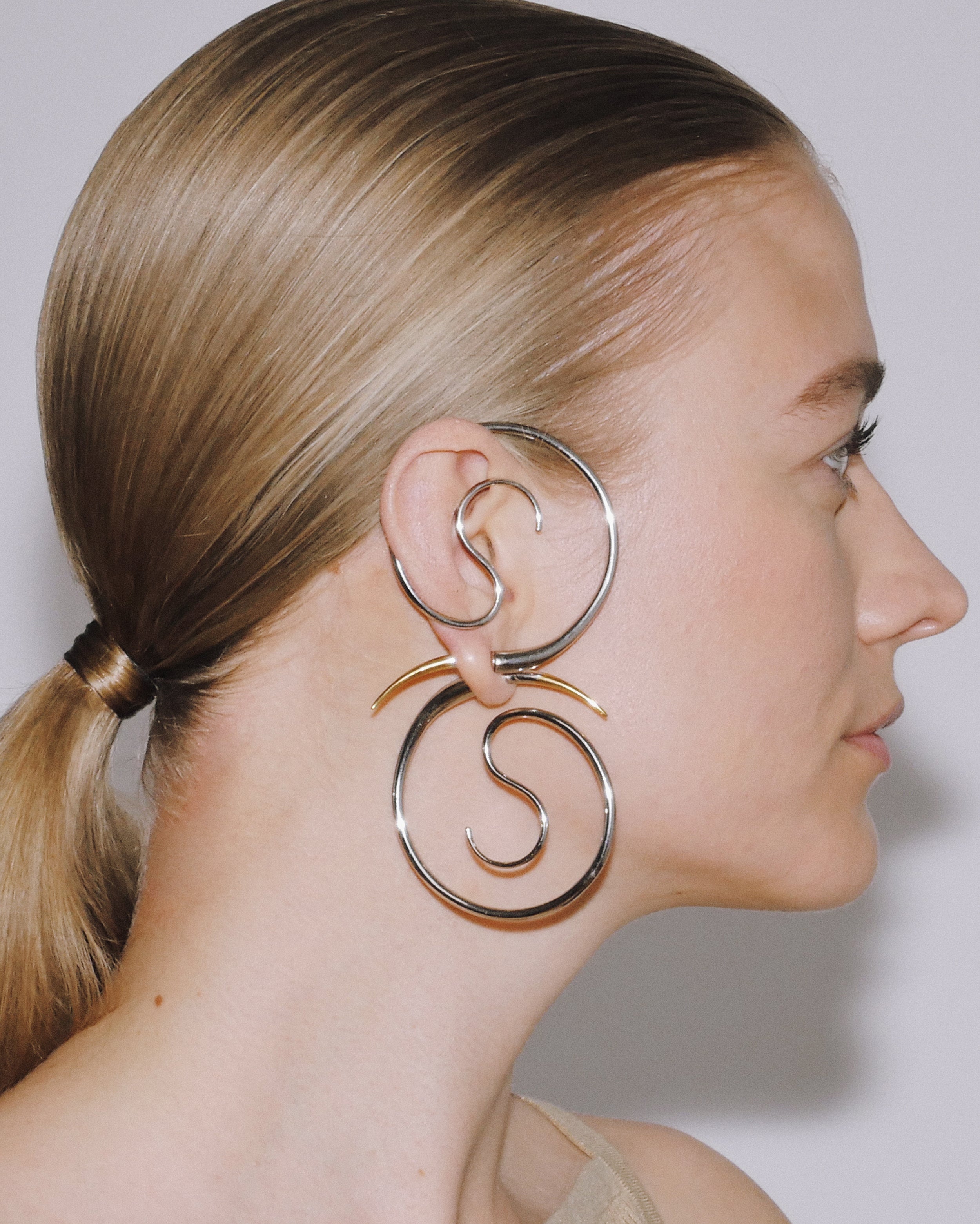 Spina Upside Down Hoops Silver/Gold