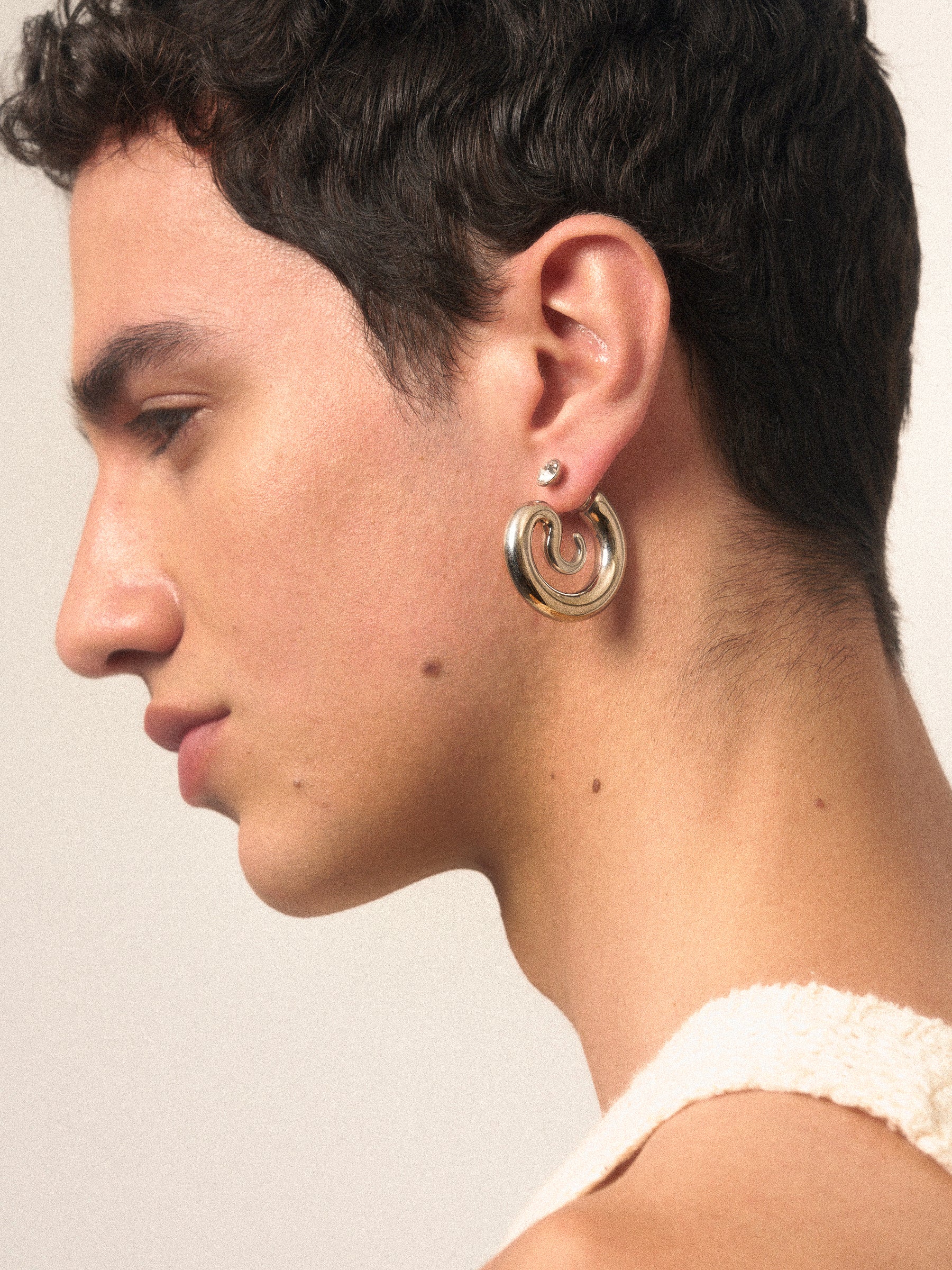 Diamond Serpent Hoops Silver