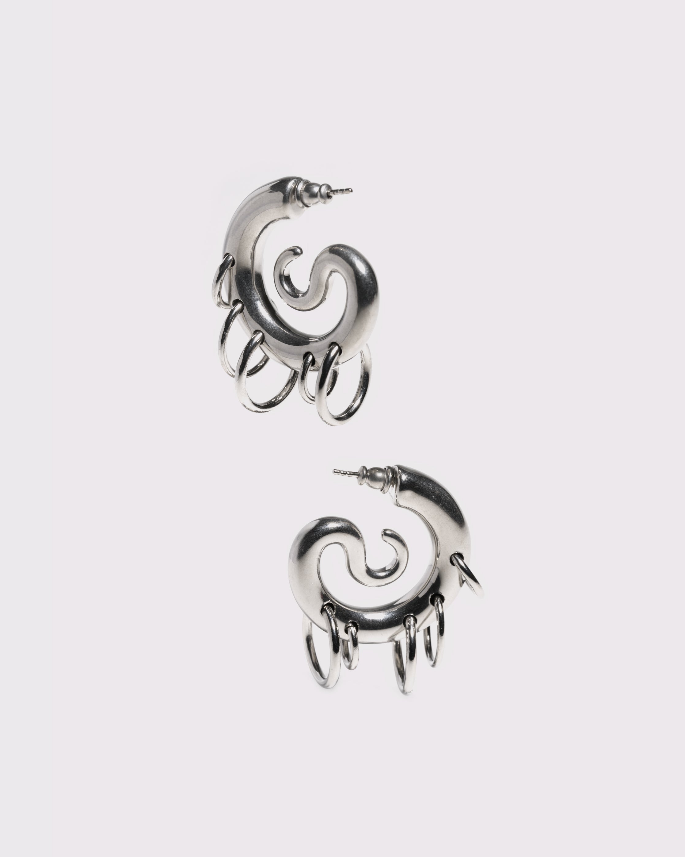 Pierced Serpent Hoops Silver