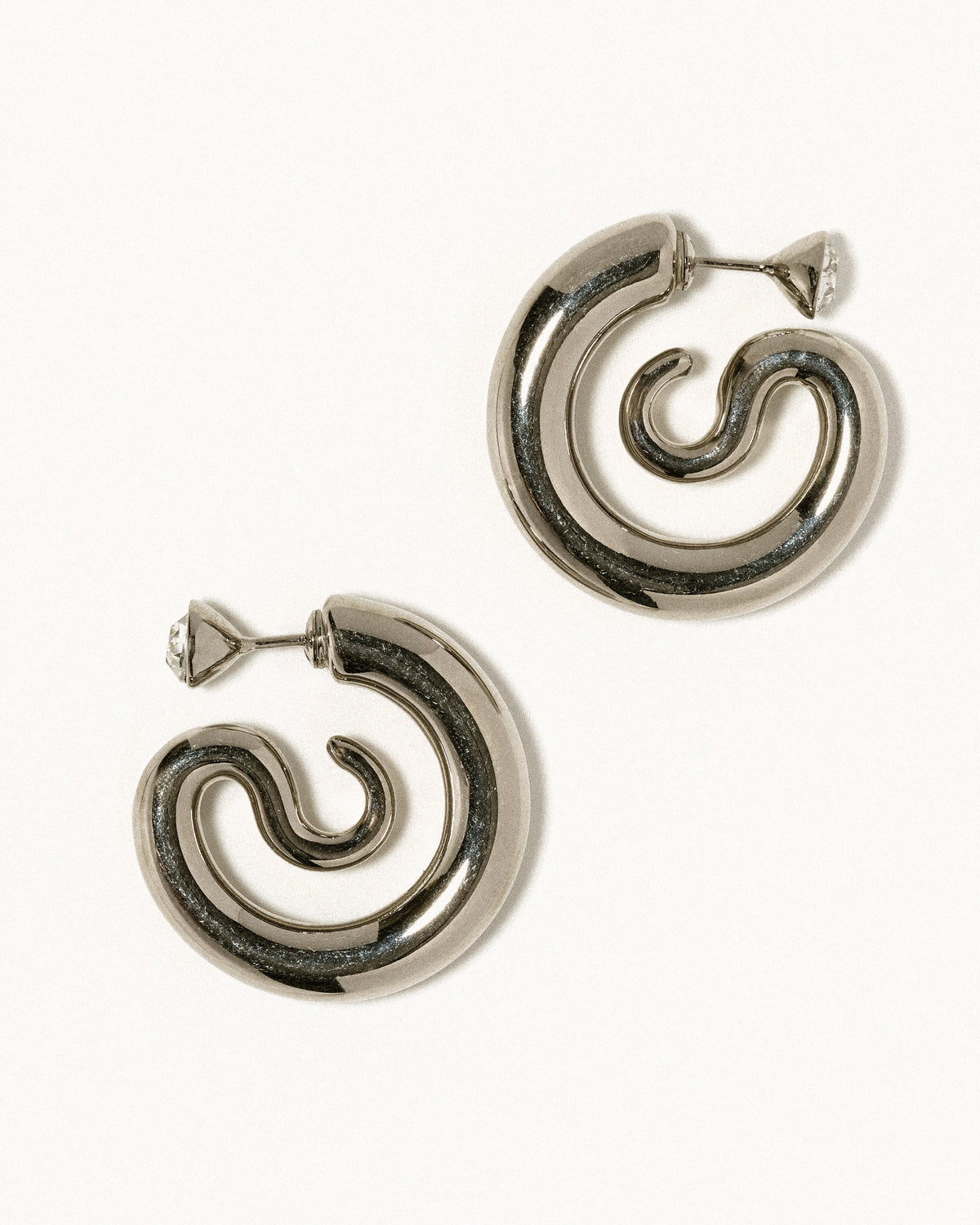 Diamond Serpent Hoops Silver