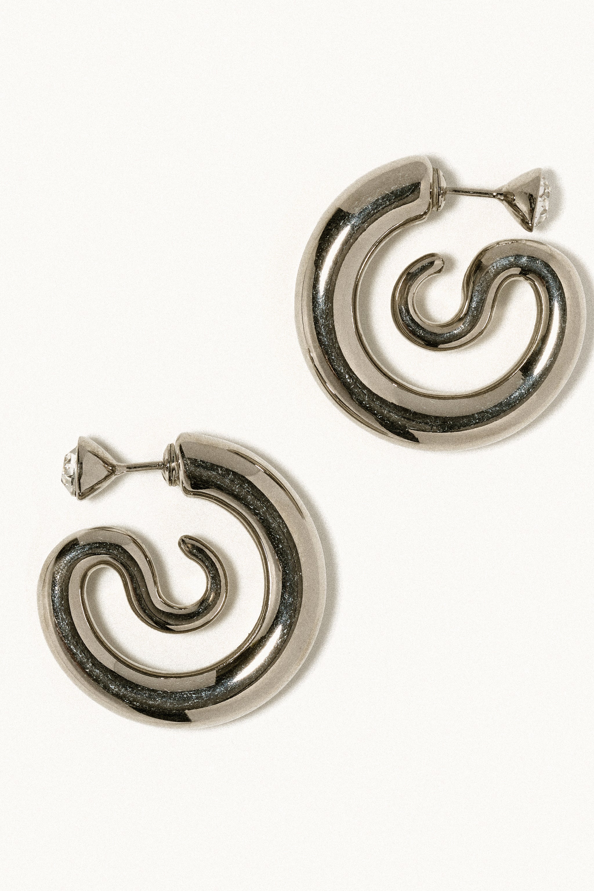 Diamond Serpent Hoops Silver