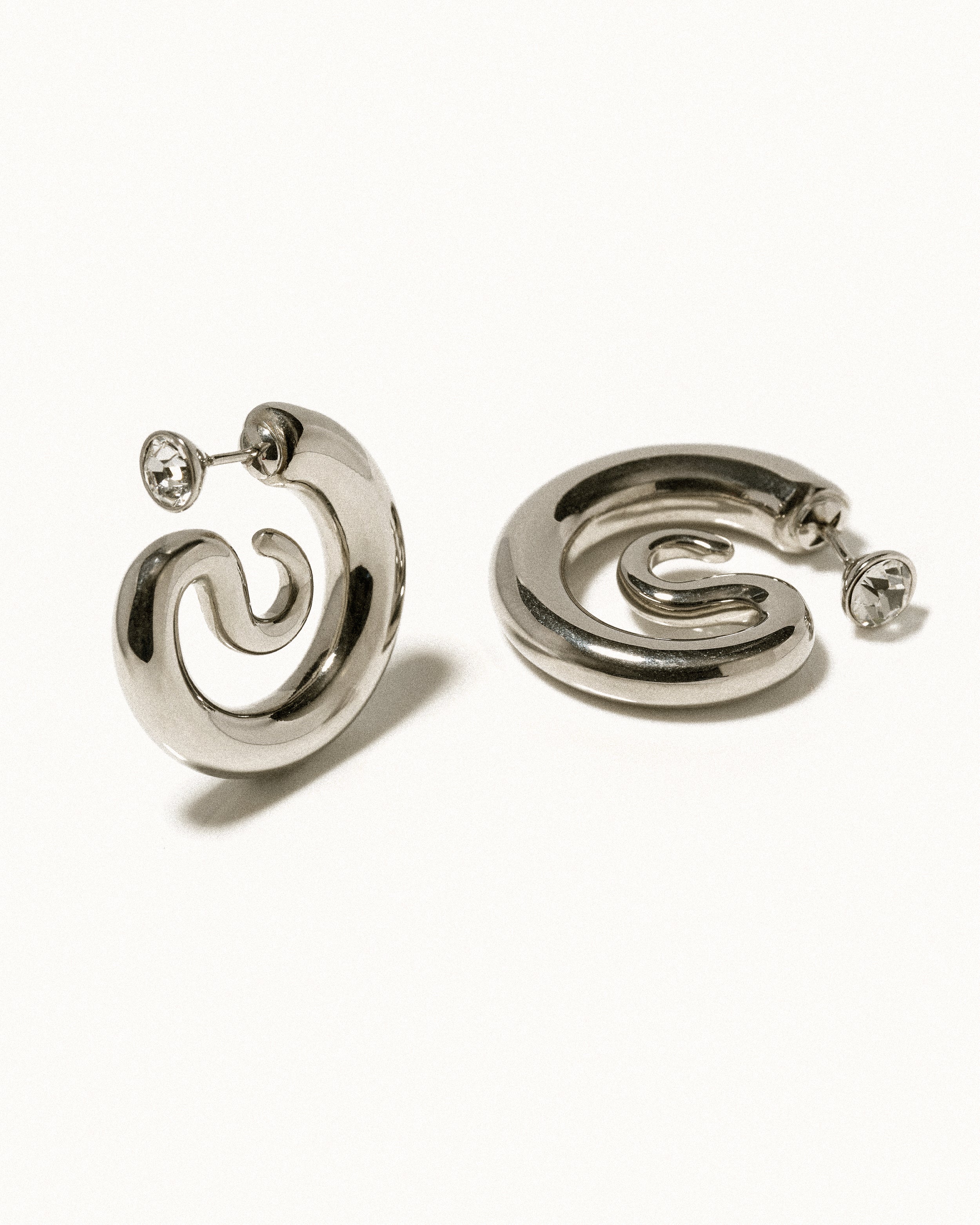 Diamond Serpent Hoops Silver