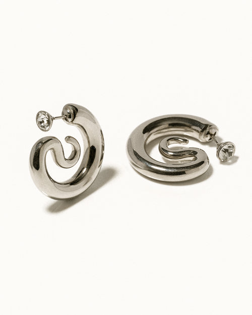 Diamond Serpent Hoops Silver