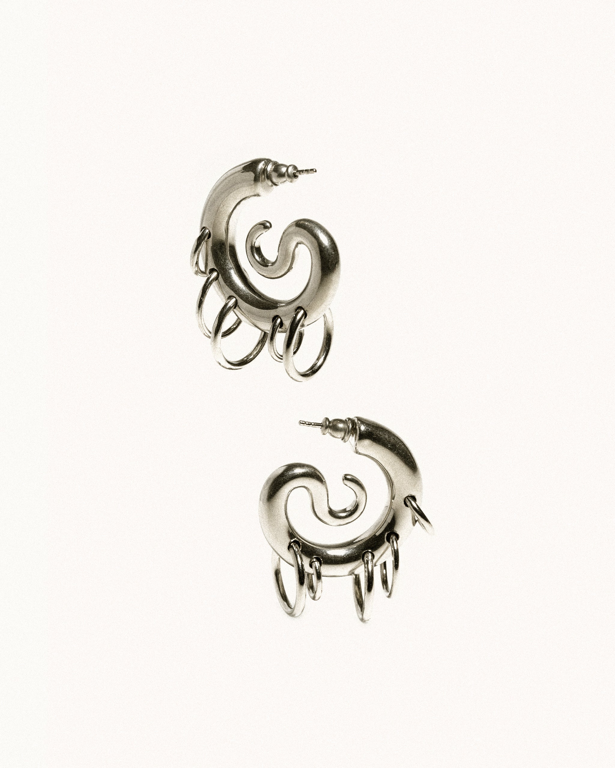 Pierced Serpent Hoops Silver