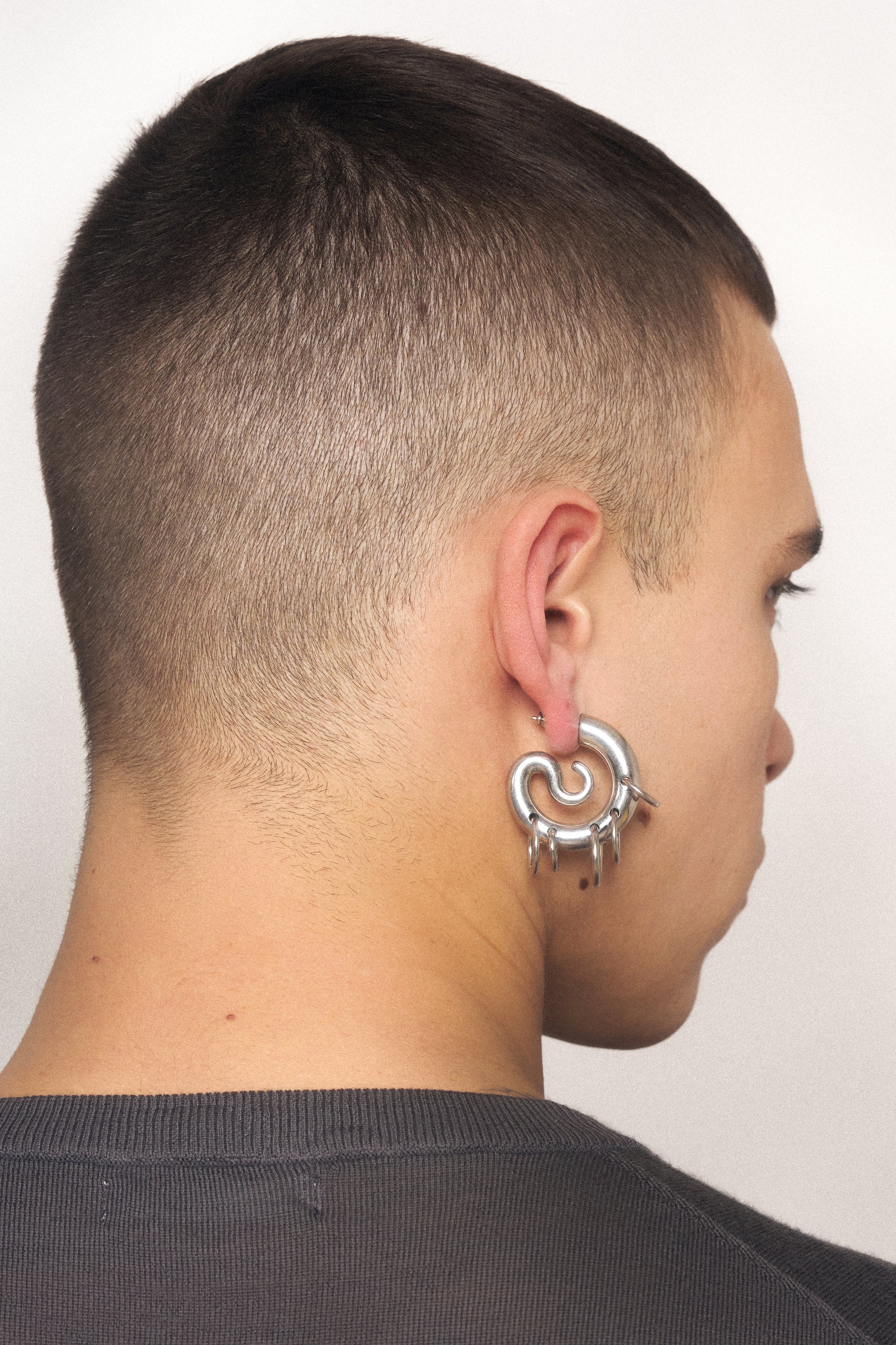 Pierced Serpent Hoops Silver